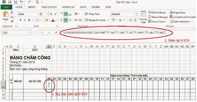Hướng dẫn cách làm bảng chấm công bằng Excel mới nhất 12